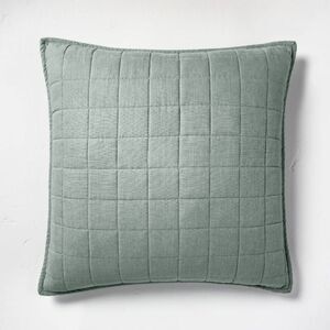 Casaluna -  Pillow Sham Linen-Blend OEKO-TEX Quilted  Sage Green